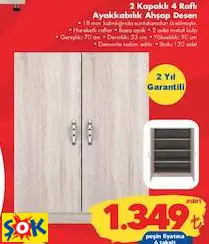 2 KAPAKLI 4 RAFLI AYAKKABILIK AHŞAP DESEN